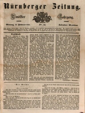 Nürnberger Zeitung (Fränkischer Kurier) Montag 24. Februar 1845