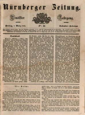 Nürnberger Zeitung (Fränkischer Kurier) Freitag 7. März 1845