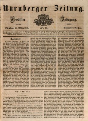 Nürnberger Zeitung (Fränkischer Kurier) Dienstag 11. März 1845