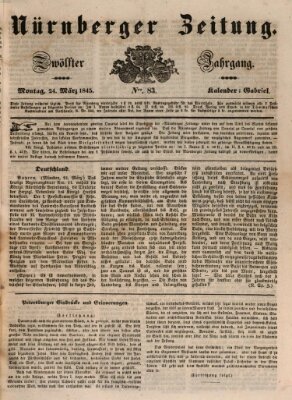 Nürnberger Zeitung (Fränkischer Kurier) Montag 24. März 1845