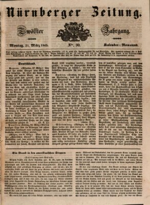 Nürnberger Zeitung (Fränkischer Kurier) Montag 31. März 1845