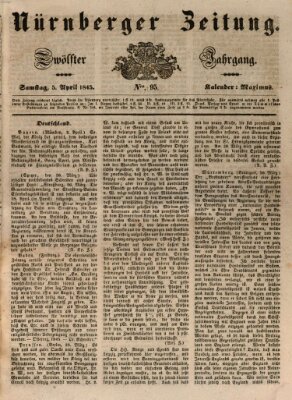 Nürnberger Zeitung (Fränkischer Kurier) Samstag 5. April 1845