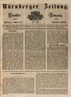 Nürnberger Zeitung (Fränkischer Kurier) Freitag 11. April 1845