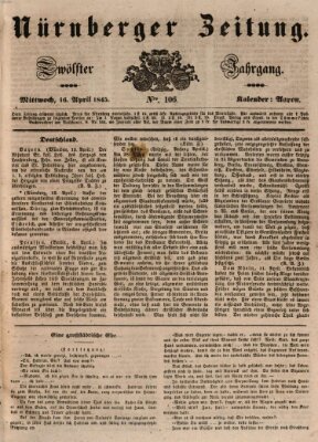 Nürnberger Zeitung (Fränkischer Kurier) Mittwoch 16. April 1845