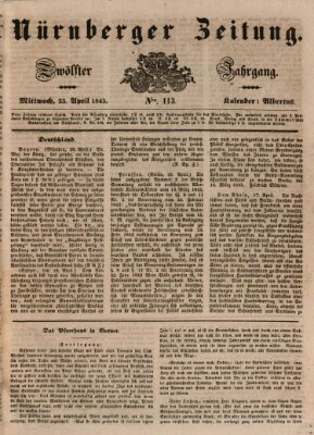 Nürnberger Zeitung (Fränkischer Kurier) Mittwoch 23. April 1845