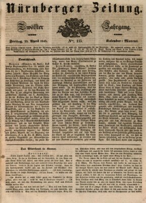 Nürnberger Zeitung (Fränkischer Kurier) Freitag 25. April 1845