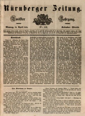 Nürnberger Zeitung (Fränkischer Kurier) Montag 28. April 1845