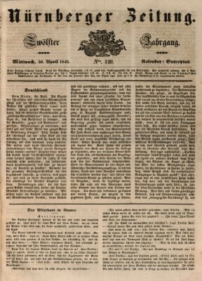 Nürnberger Zeitung (Fränkischer Kurier) Mittwoch 30. April 1845