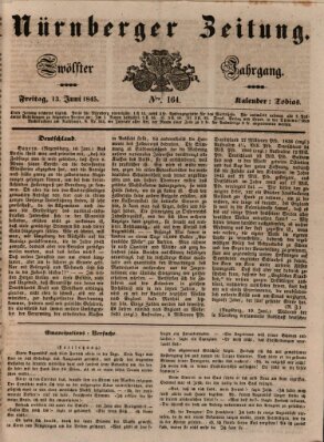 Nürnberger Zeitung (Fränkischer Kurier) Freitag 13. Juni 1845