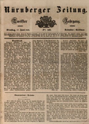 Nürnberger Zeitung (Fränkischer Kurier) Dienstag 17. Juni 1845