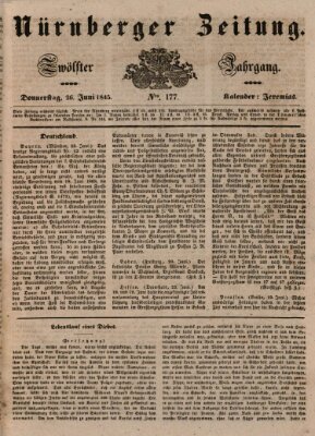 Nürnberger Zeitung (Fränkischer Kurier) Donnerstag 26. Juni 1845