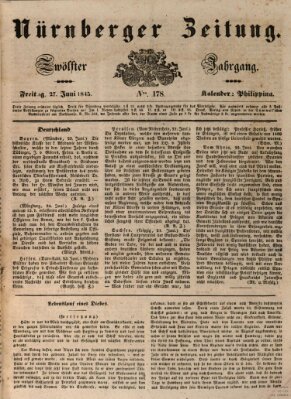 Nürnberger Zeitung (Fränkischer Kurier) Freitag 27. Juni 1845