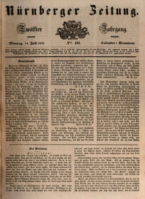 Nürnberger Zeitung (Fränkischer Kurier) Montag 14. Juli 1845