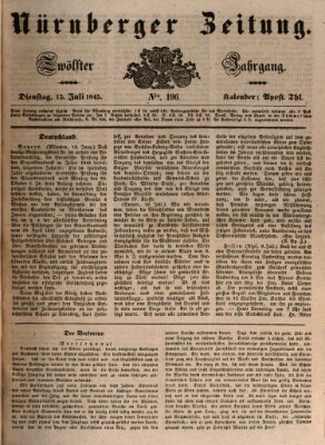 Nürnberger Zeitung (Fränkischer Kurier) Dienstag 15. Juli 1845