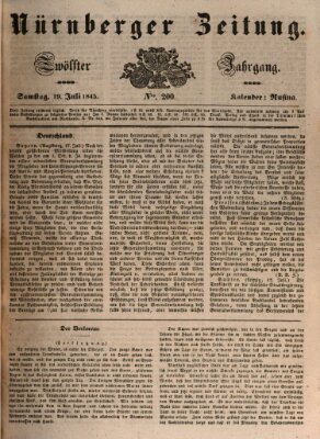 Nürnberger Zeitung (Fränkischer Kurier) Samstag 19. Juli 1845