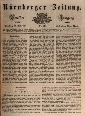 Nürnberger Zeitung (Fränkischer Kurier) Dienstag 22. Juli 1845