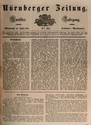 Nürnberger Zeitung (Fränkischer Kurier) Mittwoch 23. Juli 1845