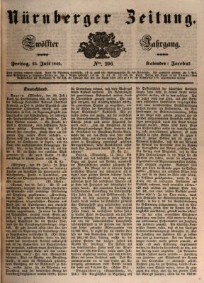 Nürnberger Zeitung (Fränkischer Kurier) Freitag 25. Juli 1845