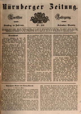 Nürnberger Zeitung (Fränkischer Kurier) Dienstag 29. Juli 1845