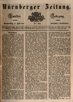 Nürnberger Zeitung (Fränkischer Kurier) Donnerstag 31. Juli 1845