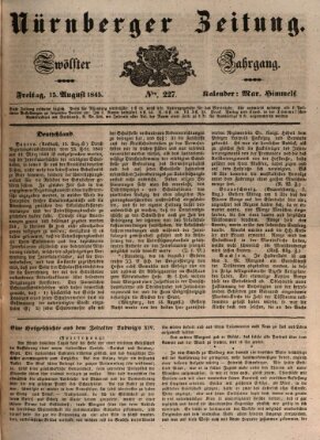 Nürnberger Zeitung (Fränkischer Kurier) Freitag 15. August 1845