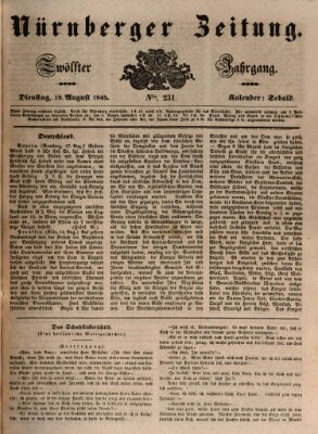 Nürnberger Zeitung (Fränkischer Kurier) Dienstag 19. August 1845