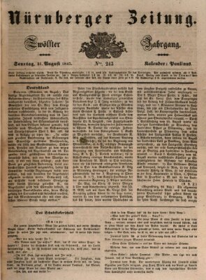 Nürnberger Zeitung (Fränkischer Kurier) Sonntag 31. August 1845