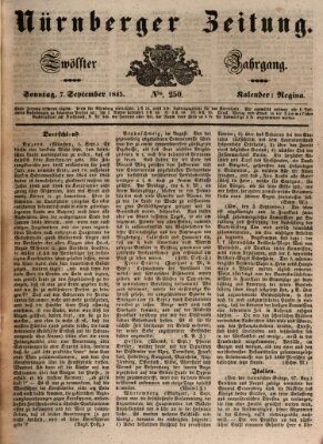 Nürnberger Zeitung (Fränkischer Kurier) Sonntag 7. September 1845