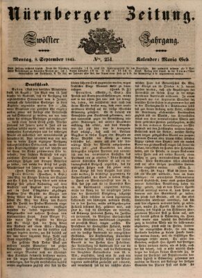 Nürnberger Zeitung (Fränkischer Kurier) Montag 8. September 1845