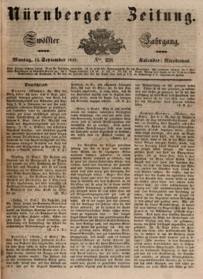 Nürnberger Zeitung (Fränkischer Kurier) Montag 15. September 1845