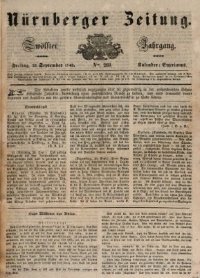 Nürnberger Zeitung (Fränkischer Kurier) Freitag 26. September 1845