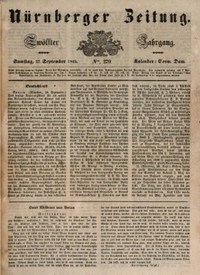 Nürnberger Zeitung (Fränkischer Kurier) Samstag 27. September 1845