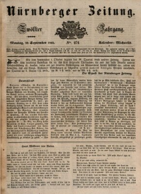 Nürnberger Zeitung (Fränkischer Kurier) Montag 29. September 1845