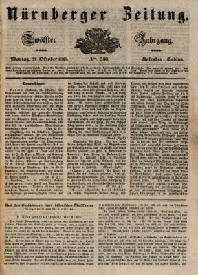 Nürnberger Zeitung (Fränkischer Kurier) Montag 27. Oktober 1845