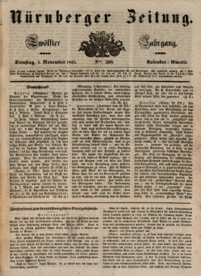 Nürnberger Zeitung (Fränkischer Kurier) Dienstag 4. November 1845