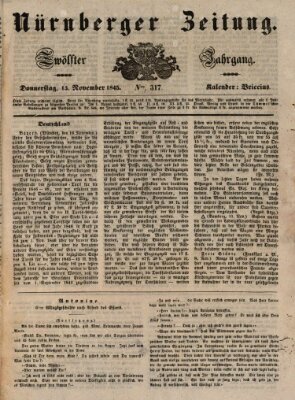 Nürnberger Zeitung (Fränkischer Kurier) Donnerstag 13. November 1845