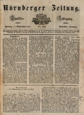 Nürnberger Zeitung (Fränkischer Kurier) Freitag 14. November 1845