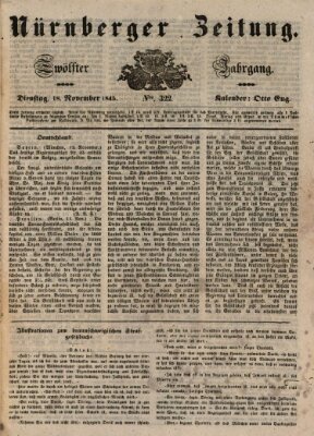 Nürnberger Zeitung (Fränkischer Kurier) Dienstag 18. November 1845