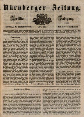 Nürnberger Zeitung (Fränkischer Kurier) Dienstag 25. November 1845