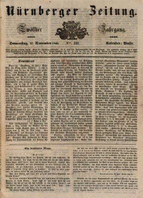 Nürnberger Zeitung (Fränkischer Kurier) Donnerstag 27. November 1845