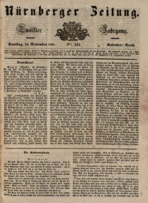 Nürnberger Zeitung (Fränkischer Kurier) Samstag 29. November 1845