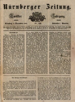 Nürnberger Zeitung (Fränkischer Kurier) Dienstag 2. Dezember 1845