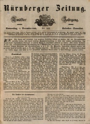 Nürnberger Zeitung (Fränkischer Kurier) Donnerstag 11. Dezember 1845