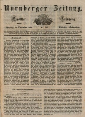 Nürnberger Zeitung (Fränkischer Kurier) Freitag 12. Dezember 1845