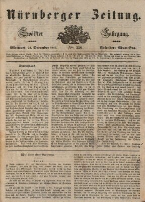 Nürnberger Zeitung (Fränkischer Kurier) Mittwoch 24. Dezember 1845