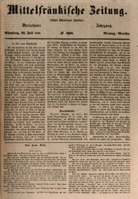 Mittelfränkische Zeitung für Recht, Freiheit und Vaterland (Fränkischer Kurier) Montag 27. Juli 1846