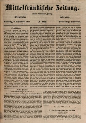 Mittelfränkische Zeitung für Recht, Freiheit und Vaterland (Fränkischer Kurier) Donnerstag 17. September 1846