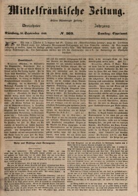 Mittelfränkische Zeitung für Recht, Freiheit und Vaterland (Fränkischer Kurier) Samstag 26. September 1846