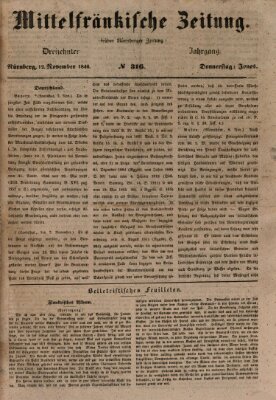 Mittelfränkische Zeitung für Recht, Freiheit und Vaterland (Fränkischer Kurier) Donnerstag 12. November 1846