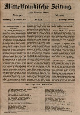 Mittelfränkische Zeitung für Recht, Freiheit und Vaterland (Fränkischer Kurier) Samstag 14. November 1846